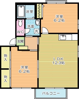 シャーメゾン中曽根　Ａ棟 201号室 間取り