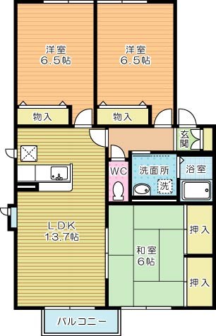 レシェンテ徳力　Ｄ棟 201号室 間取り
