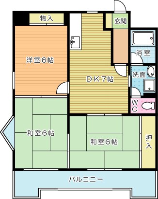 フローラルホクザイ 701号室 間取り