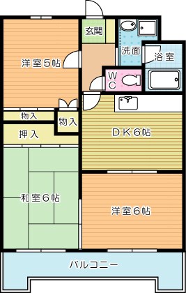 フローラルホクザイ  706号室 間取り