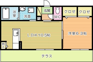 クラヴィエ三萩野Ｅ  102号室 間取り