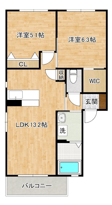 メゾンドマシェリ　Ａ棟　 201号室 間取り