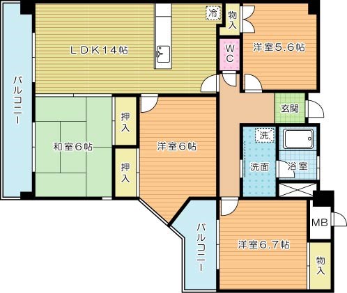 パティオス守恒 503号室 間取り