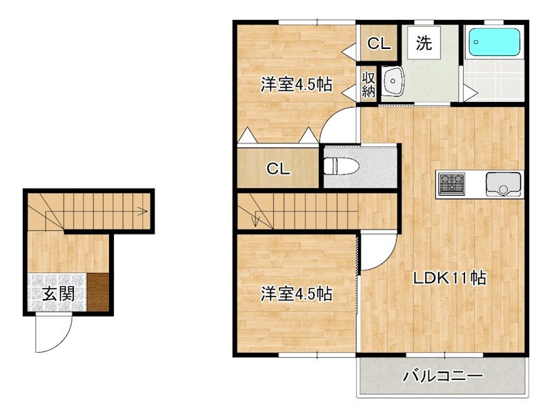 エルメゾン赤坂Ａ棟 201号室 間取り