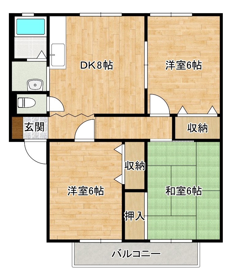 サンビレッジ葛原　Ｄ棟  202号室 間取り