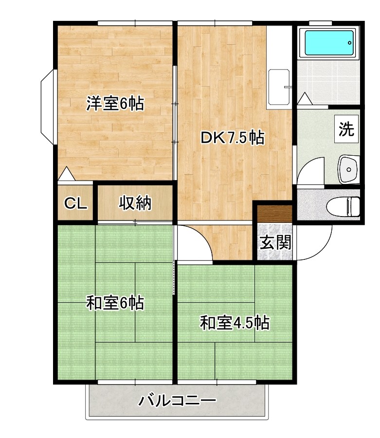 サンビレッジ横代　B棟   201号室 間取り