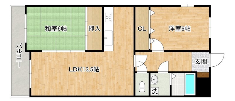 サンライフ香春口 205号室 間取り