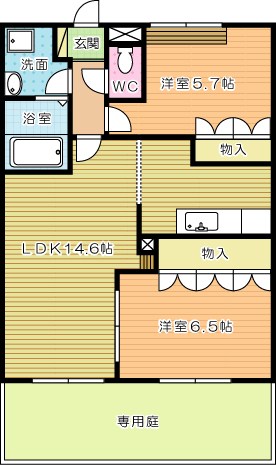 Ｇｒａｎｄ　ｈｉｌｌｓ (グランドヒルズ)   105号室 間取り