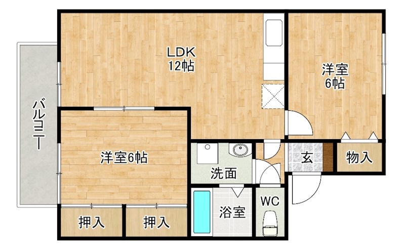 ニューセジュール緑ヶ丘　Ｃ棟 203号室 間取り