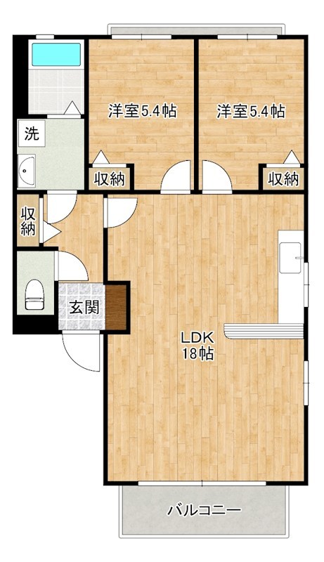 グリーンフィールド曽根　Ｂ棟 202号室 間取り