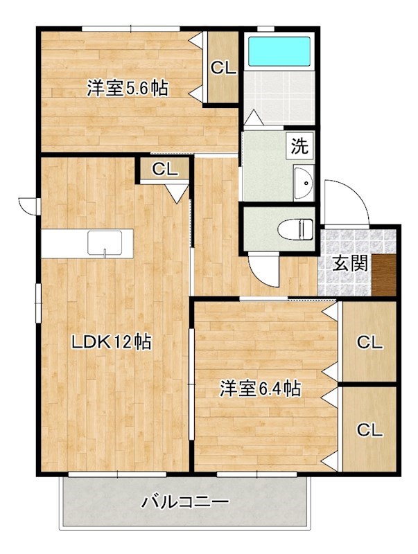 メゾンドサンパティーク　Ｂ棟 102号室 間取り