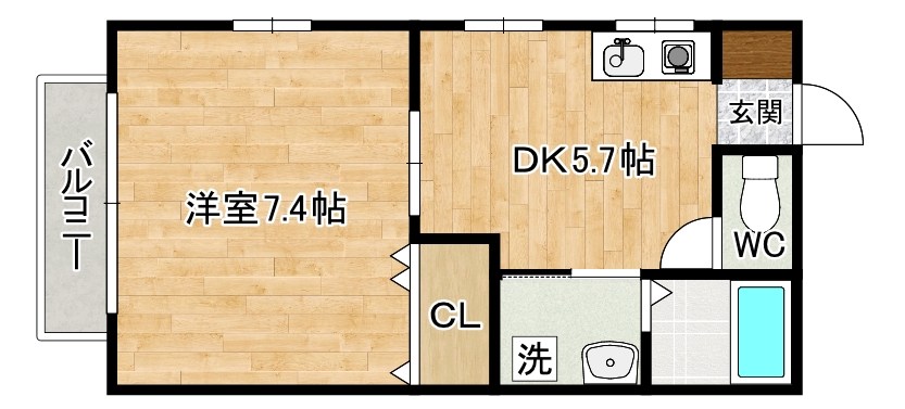 ドゥソレイユ２１　Ａ棟 201号室 間取り