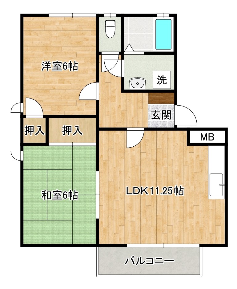 ヴィラ津田新町 Ｂ棟 202号室 間取り