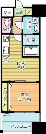 ギャラン竪町  1102号室 間取り