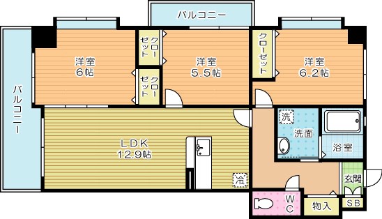 Ｆｅｌｔ５１５（フェルト５１５） 1301号室 間取り