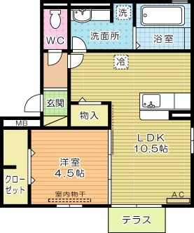 エスポワール祇園Ｂ  101号室 間取り