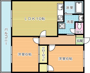 ロアンジュ下曽根  202号室 間取り
