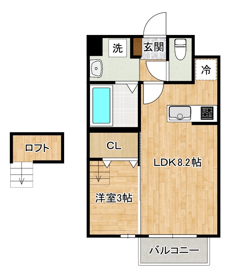FarPlace小倉西(ファープレイス小倉西) B棟 206号室 間取り
