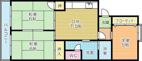 島名第五コーポ 303号室 間取り
