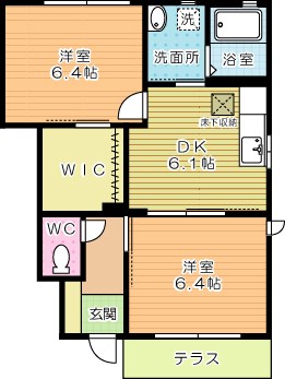 エーアスト湯川Ａ  104号室 間取り