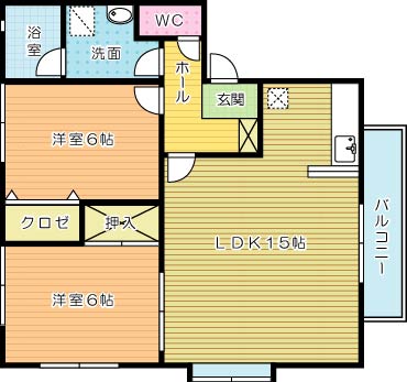ハイツブルーＢ棟 202号室 間取り