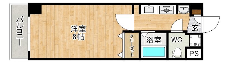 ＭｏｋｕＭｏｋｕ　モクモク  302号室 間取り