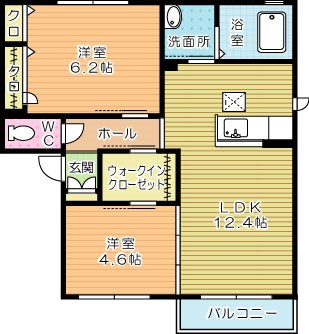 シャーメゾン谷町Ａ棟 202号室 間取り