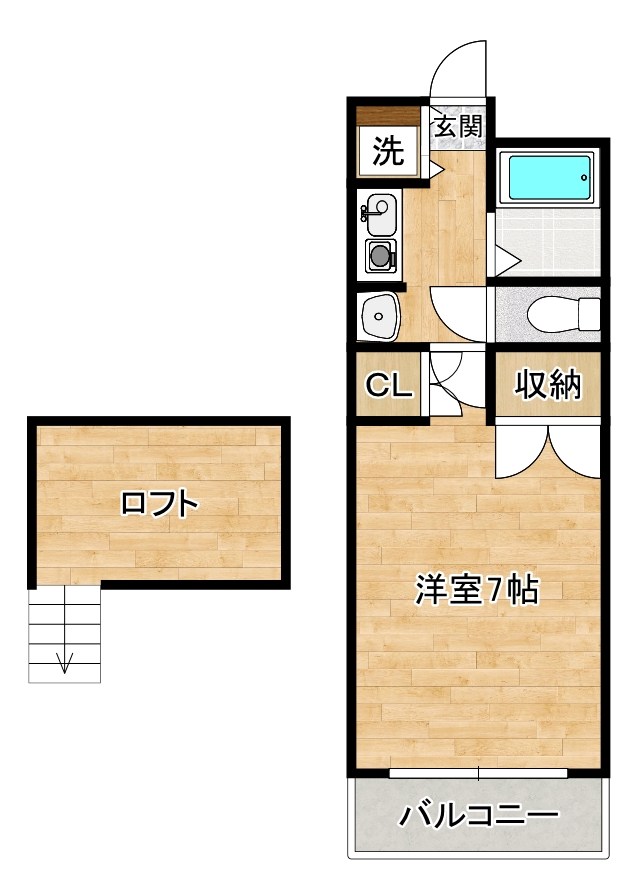シティルーム金鶏 505号室 間取り
