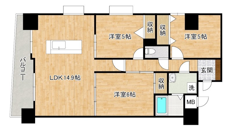 ラビータ北方  1101号室 間取り