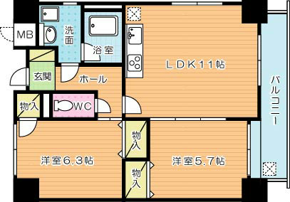 フィオレンティーナ 407号室 間取り
