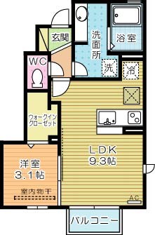 D-room泉台　Ｂ棟 101号室 間取り