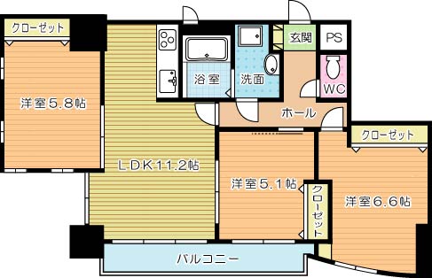ＭＤＩロイヤルレジデンス大手町 201号室 間取り