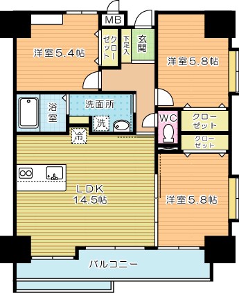 レジナスイート田町 901号室 間取り