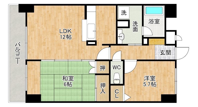 グリーンピア徳力Ⅱ 204号室 間取り