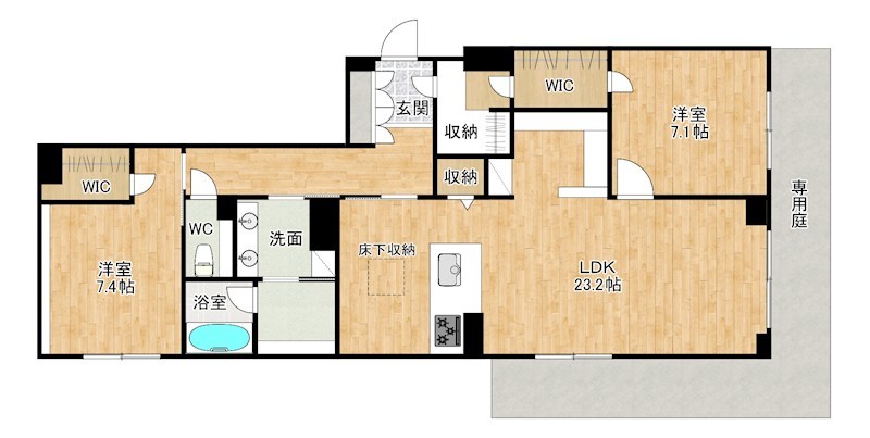 グランカルム足立 102号室 間取り