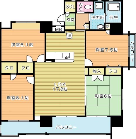 Ｆｅｌｔ１２７(フェルト127)  1513号室 間取り