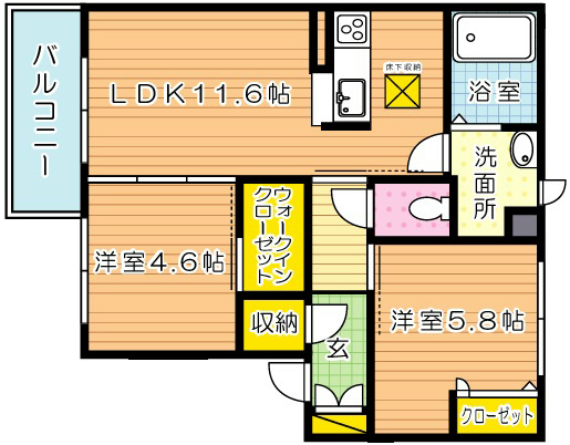 Solana Garden（ソラーナガーデン）Ａ棟 202号室 間取り