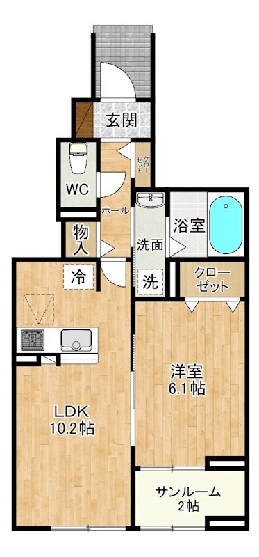 ルーミー新町  102号室 間取り