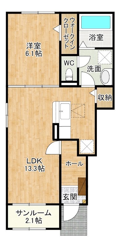 ソレアード朽網Ⅲ 101号室 間取り