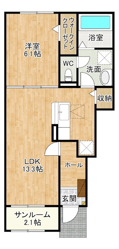 ソレアード朽網Ⅲ 102号室 間取り