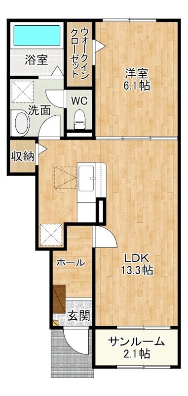 ソレアード朽網Ⅲ 103号室 間取り