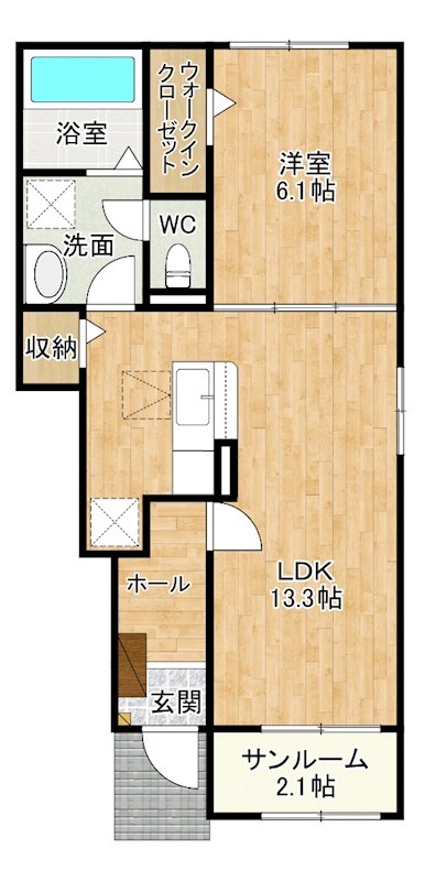 ソレアード朽網Ⅲ 104号室 間取り