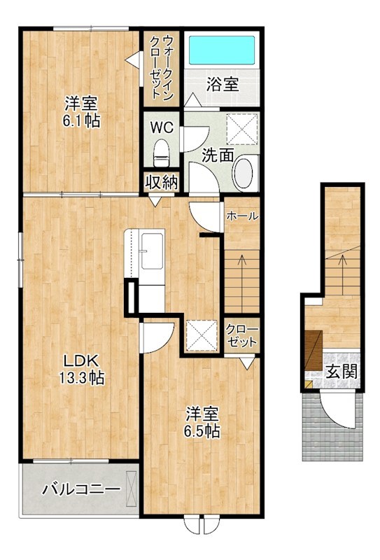 ソレアード朽網Ⅲ 201号室 間取り