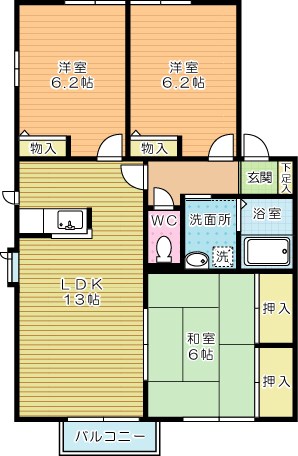 グローブたかの　Ｄ棟  202号室 間取り