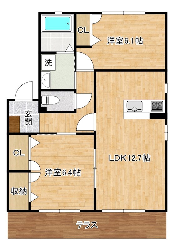 ユニゾン上富野　A棟  101号室 間取り