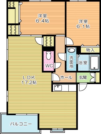 コモンシティ志井Ⅱ　Ｆ棟  101号室 間取り