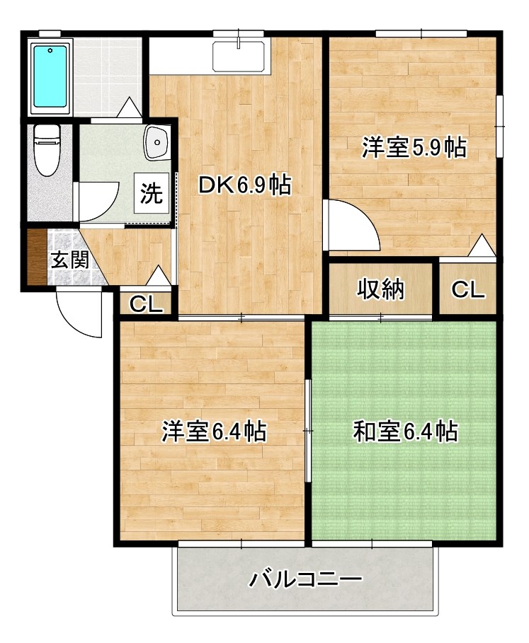 ウィステリア中曽根Ⅱ  202号室 間取り