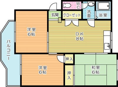コーポ大溝 304号室 間取り
