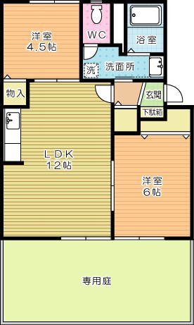 プレジール上吉田　Ａ棟 102号室 間取り