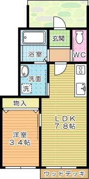 ロデスマン香春口 102号室 間取り